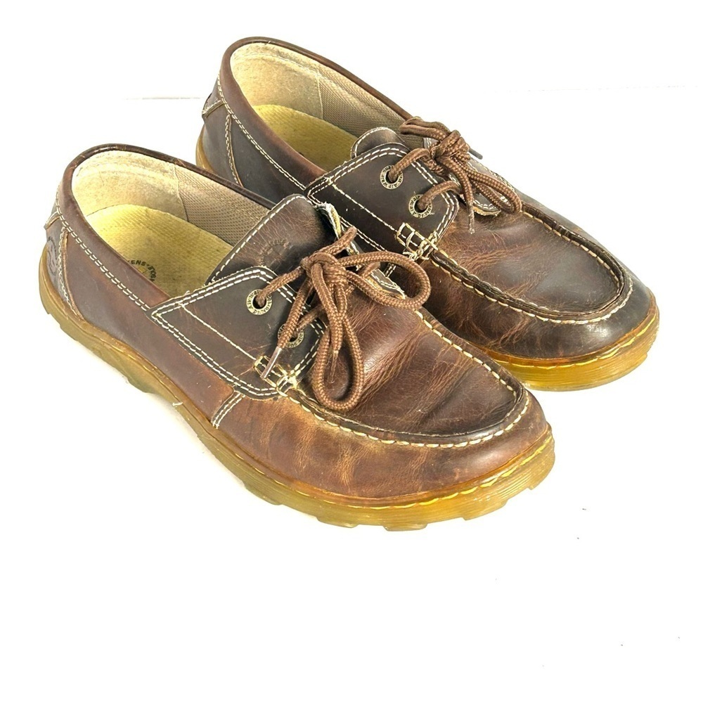 Dr Martens AW004 Rick Unisex Brown Leather Lace Up Derby Boat Shoes M 10 / W 11